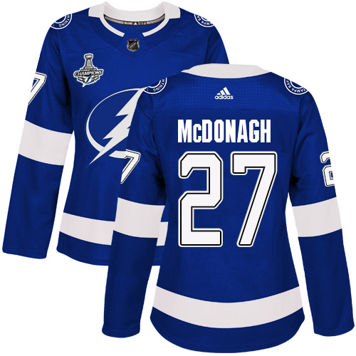 Adidas Tampa Bay Lightning #27 Ryan McDonagh Blue Home Authentic Women's 2020 Stanley Cup Champions Stitched Jersey Womens