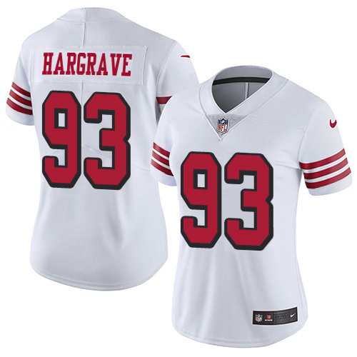 49ers #93 Javon Hargrave White Rush Women's Stitched Vapor Untouchable Limited Jersey