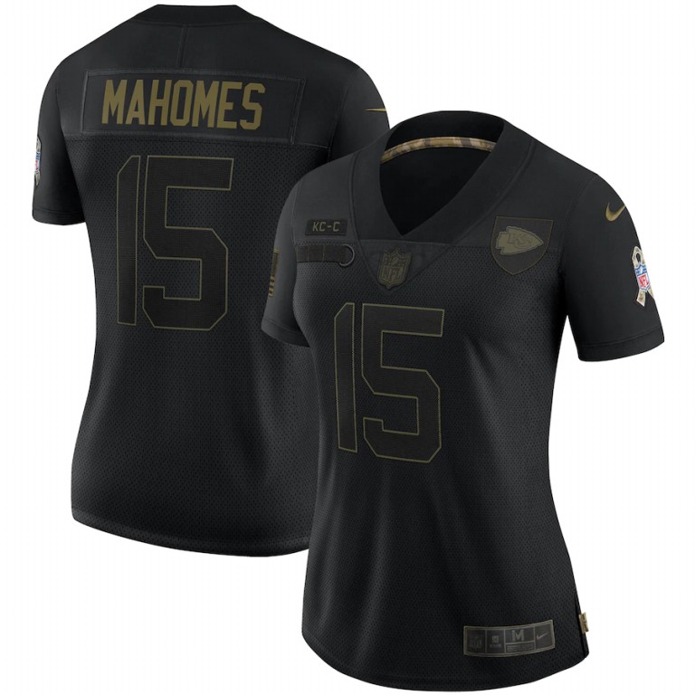 Kansas City Chiefs #15 Patrick Mahomes Women's 2020 Salute To Service Limited Jersey Black