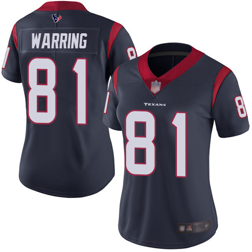 Houston Texans #81 Kahale Warring Navy Blue Team Color Women's Stitched Vapor Untouchable Limited Jersey Womens