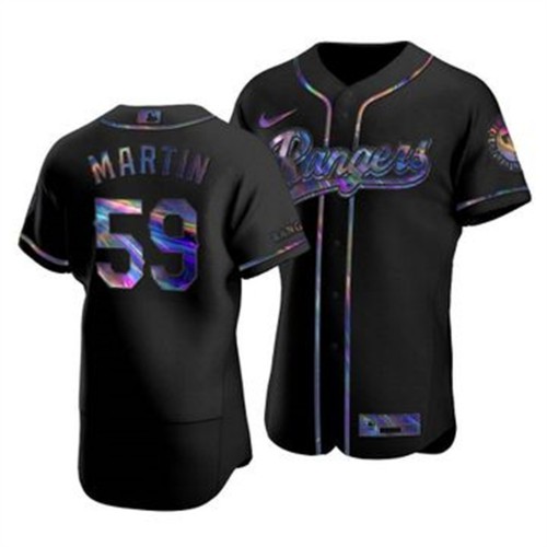 Texas Texas Rangers #59 Brett Martin Men's Iridescent Holographic Collection Jersey - Black Men's