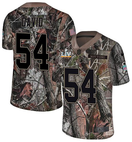 Buccaneers #54 Lavonte David Camo Youth Super Bowl LV Bound Stitched Limited Rush Realtree Jersey