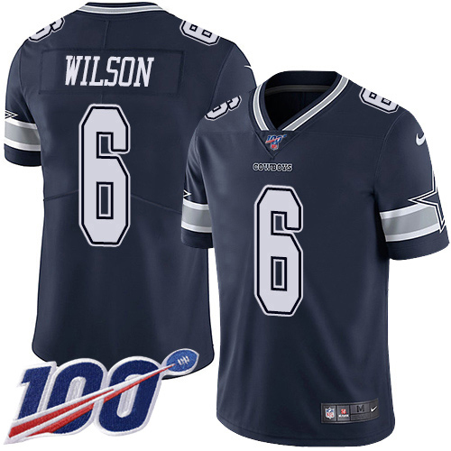 Cowboys #6 Donovan Wilson Navy Blue Team Color Men's Stitched 100th Season Vapor Untouchable Limited Jersey