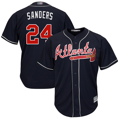 Atlanta Braves #24 Deion Sanders Navy Blue New Cool Base Stitched Jersey Men's
