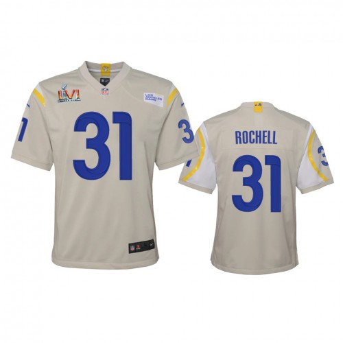 Los Angeles Los Angeles Rams #31 Robert Rochell Youth Super Bowl LVI Patch Game Jersey - Bone Youth