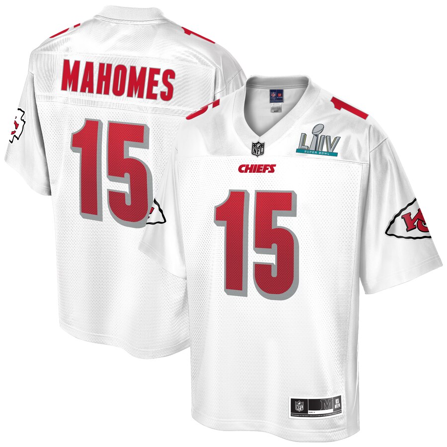 Men's Kansas City Chiefs #15 Patrick Mahomes Pro Line White Super Bowl LIV Champions Jersey