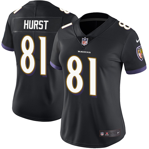 Baltimore Ravens #81 Hayden Hurst Black Alternate Women's Stitched Vapor Untouchable Limited Jersey Womens