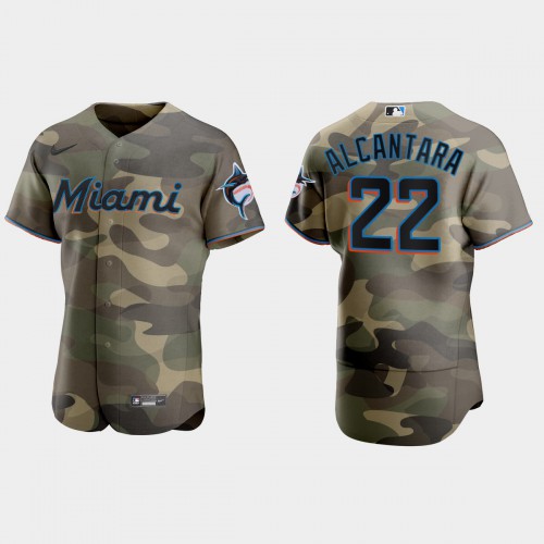 Miami Miami Marlins #22 Sandy Alcantara Men's 2021 Armed Forces Day Authentic Jersey -Camo Men's