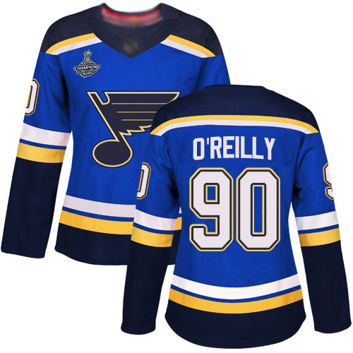Adidas St. Louis Blues #90 Ryan O'Reilly Blue Home Authentic Stanley Cup Champions Women's Stitched Jersey Womens