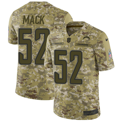 Chargers #52 Khalil Mack Camo Men's Stitched Limited 2018 Salute To Service Jersey