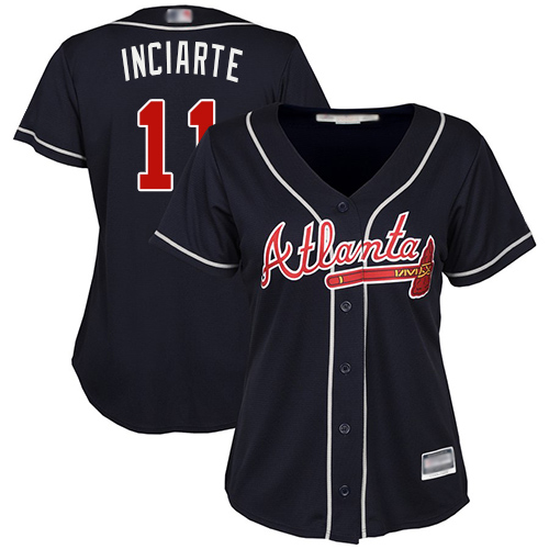 Atlanta Braves #11 Ender Inciarte Navy Blue Alternate Women's Stitched Jersey Womens