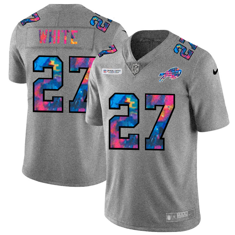 Buffalo Bills #27 Tre'Davious White Men's Multi-Color 2020 Crucial Catch Jersey Greyheather