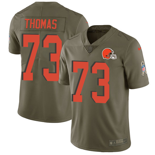 Browns #73 Joe Thomas Olive Men's Stitched Limited 2017 Salute To Service Jersey
