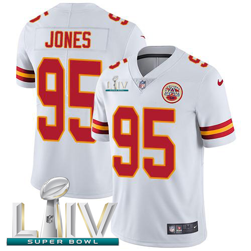 Chiefs #95 Chris Jones White Super Bowl LIV 2020 Men's Stitched Vapor Untouchable Limited Jersey
