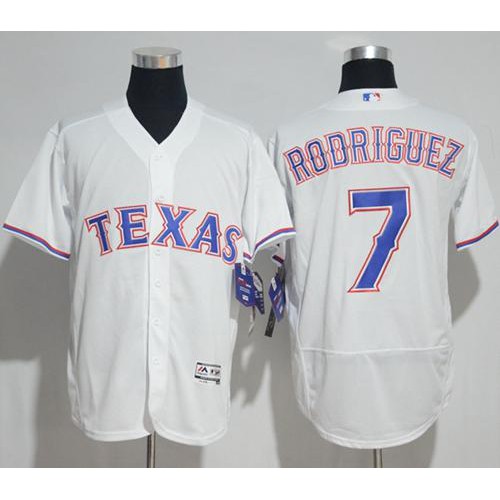 Texas Rangers #7 Ivan Rodriguez White Flexbase Authentic Collection Stitched Jersey Men's