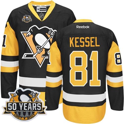 Pittsburgh Penguins #81 Phil Kessel Black Alternate 50th Anniversary Stitched Jersey Men's