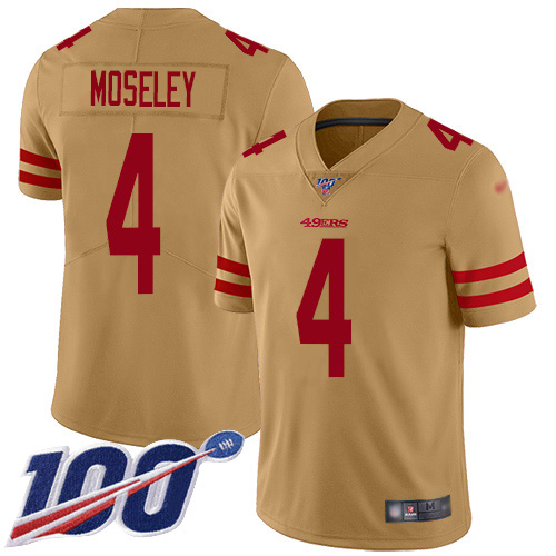 San Francisco 49ers #4 Emmanuel Moseley Gold Men's Stitched Limited Inverted Legend 100th Season Jersey Men's