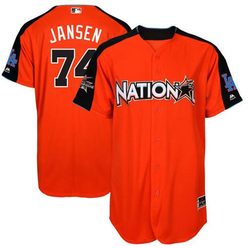 Los Angeles Dodgers #74 Kenley Jansen Orange 2017 All-Star National League Stitched Jersey Men's