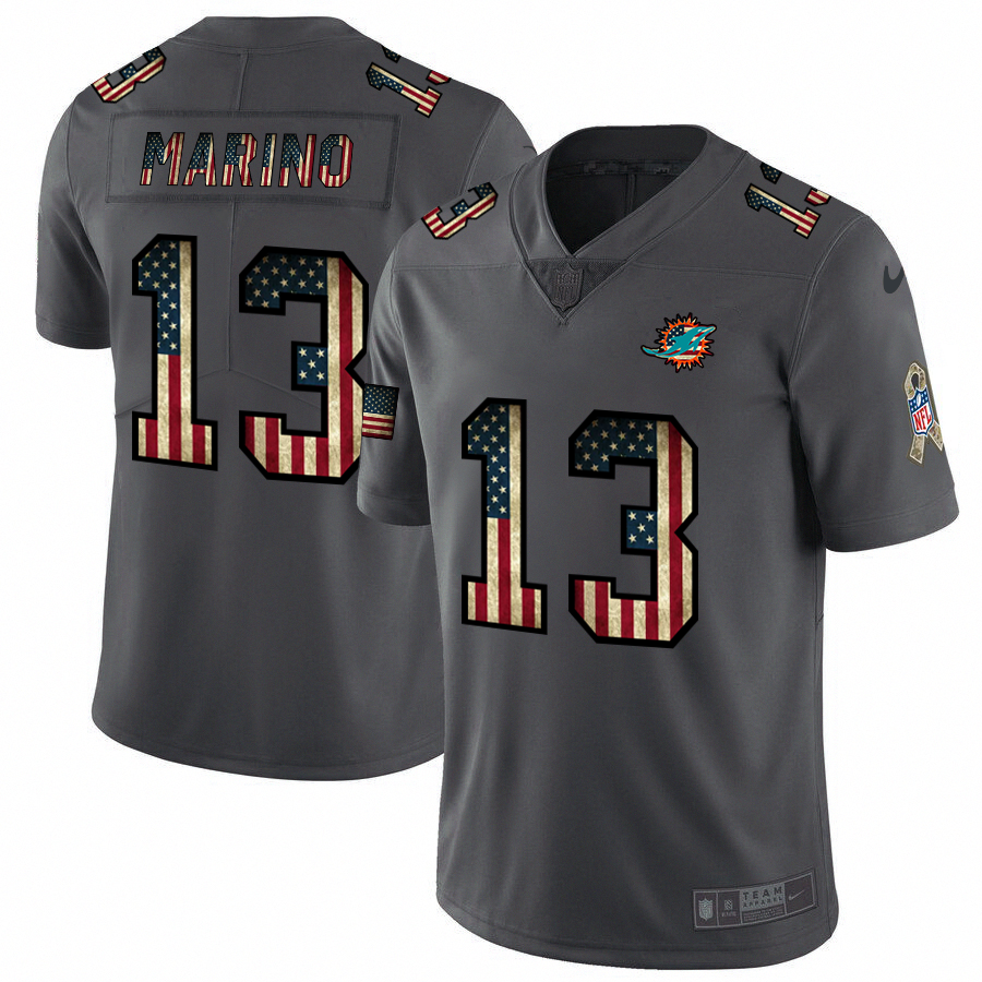 Dolphins #13 Dan Marino 2018 Salute To Service Retro USA Flag Limited Jersey