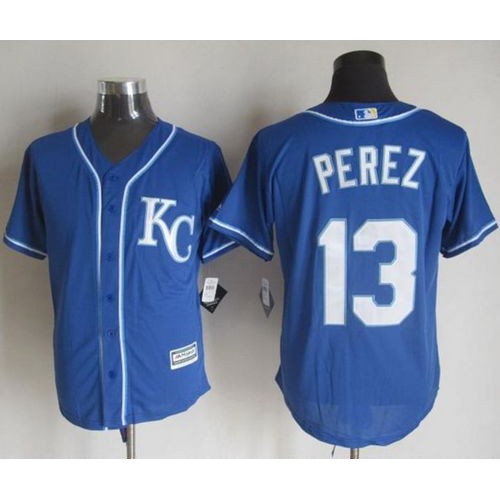 Kansas City Royals #13 Salvador Perez Blue Alternate 2 New Cool Base Stitched Jersey Men's