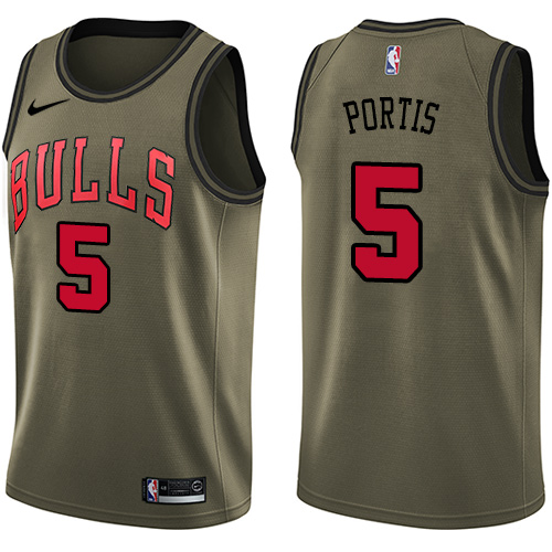 Chicago Bulls #5 Bobby Portis Green Salute to Service Youth Swingman Jersey Youth