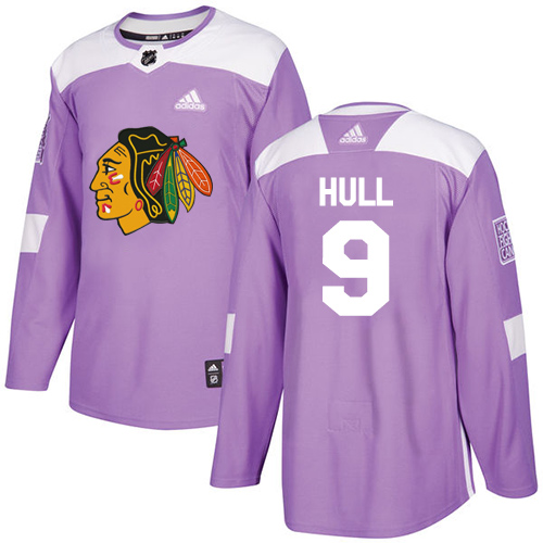 Adidas Chicago Blackhawks #9 Bobby Hull Purple Authentic Fights Cancer Stitched Youth Jersey Youth