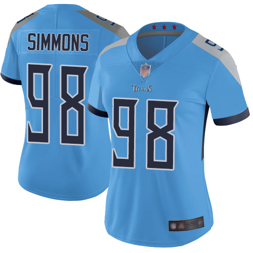 Titans #98 Jeffery Simmons Light Blue Alternate Women's Stitched Vapor Untouchable Limited Jersey