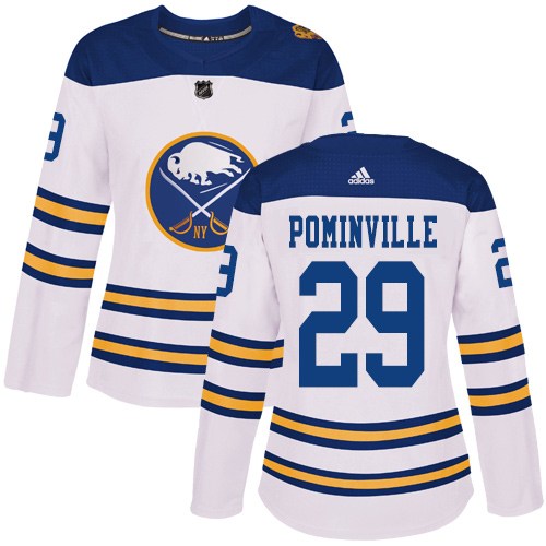 Adidas Buffalo Sabres #29 Jason Pominville White Authentic 2018 Winter Classic Women's Stitched Jersey Womens
