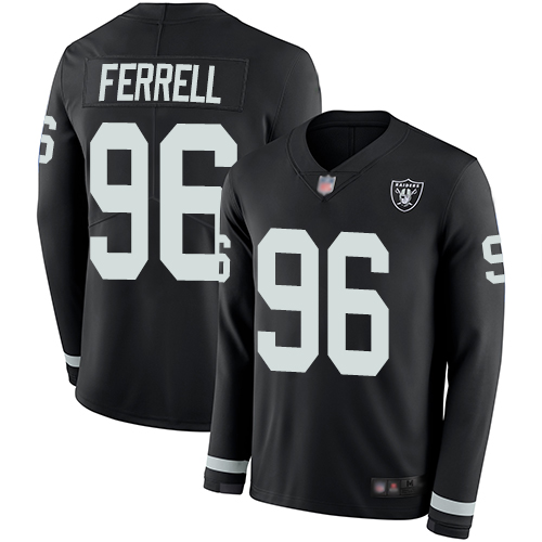 Las Vegas Raiders #96 Clelin Ferrell Black Team Color Men's Stitched Limited Therma Long Sleeve Jersey Men's