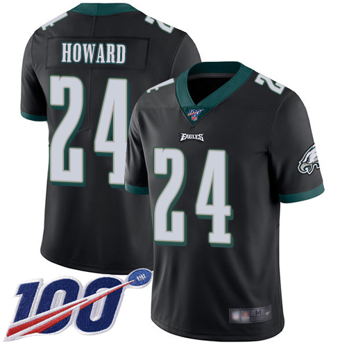Philadelphia Eagles #24 Jordan Howard Black Alternate Men's Stitched 100th Season Vapor Limited Jersey Men's