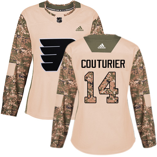 Adidas Philadelphia Flyers #14 Sean Couturier Camo Authentic 2017 Veterans Day Women's Stitched Jersey Womens