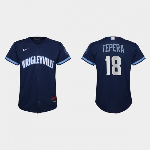 Chicago Chicago Cubs #18 Ryan Tepera Youth 2021 City Connect Navy Jersey Youth