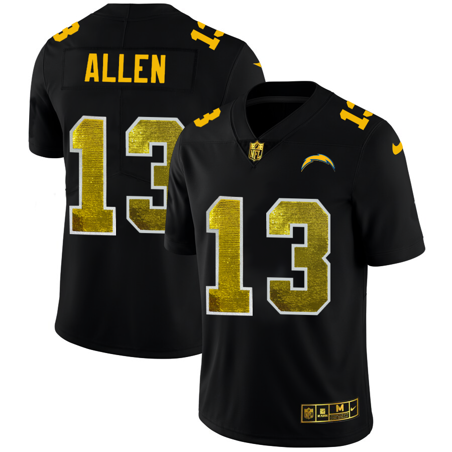 Los Angeles Chargers #13 Keenan Allen Men's Black Golden Sequin Vapor Limited Jersey