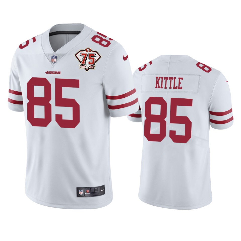 49ers #85 George Kittle White Youth 75th Anniversary Stitched Vapor Untouchable Limited Jersey