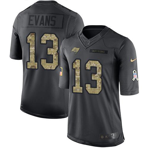 Buccaneers #13 Mike Evans Black Youth Stitched Limited 2016 Salute To Service Jersey