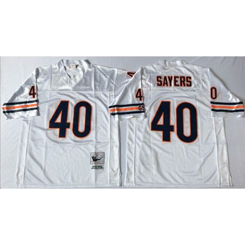 Mitchell&Ness Chicago Bears #40 Gale Sayers White Small No. Throwback Stitched Jersey Men's
