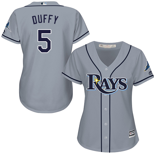Tampa Bay Rays #5 Matt Duffy Grey Road Women's Stitched Jersey Womens