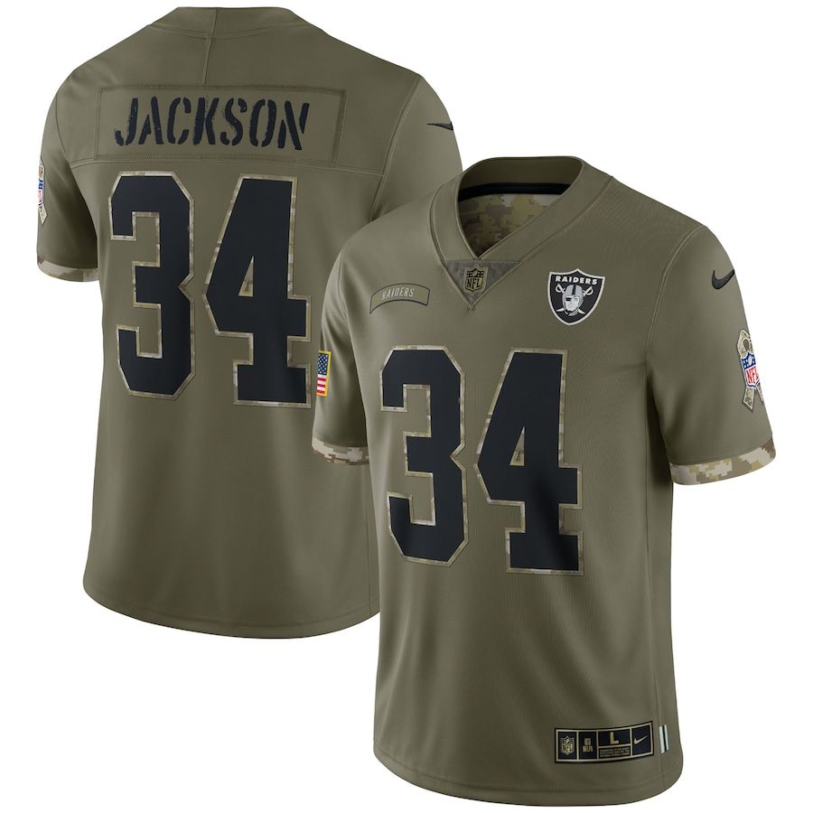 Las Vegas Raiders #34 Bo Jackson Men's 2022 Salute To Service Limited Jersey - Olive