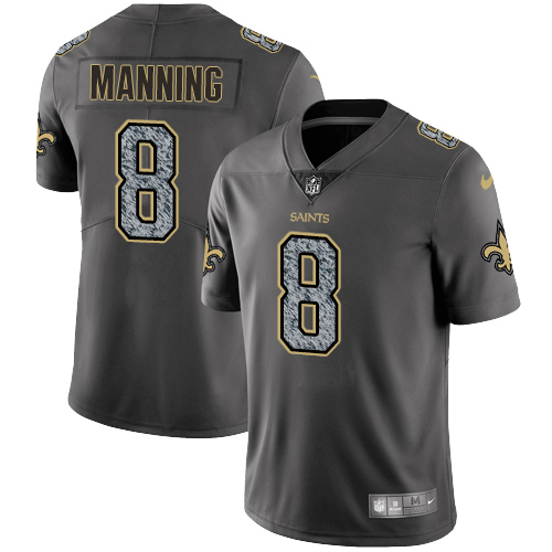 New Orleans Saints #8 Archie Manning Gray Static Men's Stitched Vapor Untouchable Limited Jersey Men's