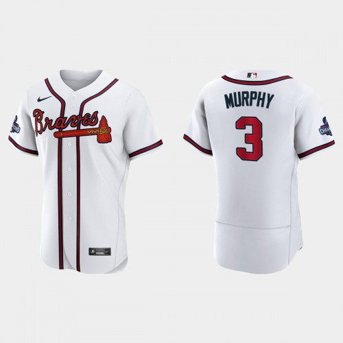 Atlanta Atlanta Braves #3 Dale Murphy Men's 2021 World Series Champions Patch Authentic Player Jersey - White Men's