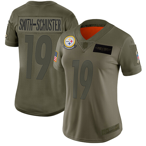 Pittsburgh Steelers #19 JuJu Smith-Schuster Camo Women's Stitched Limited 2019 Salute to Service Jersey Womens