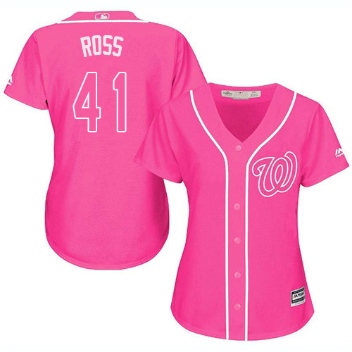 Washington Nationals #41 Joe Ross Pink Fashion Women's Stitched Jersey Womens