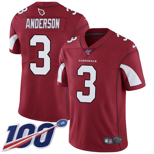 Cardinals #3 Drew Anderson Red Team Color Men's Stitched 100th Season Vapor Limited Jersey