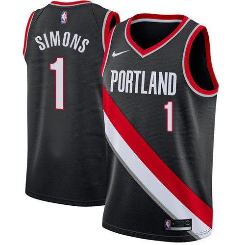 Portland Trail Blazers #1 Anfernee Simons Black Youth Swingman Icon Edition Jersey Youth
