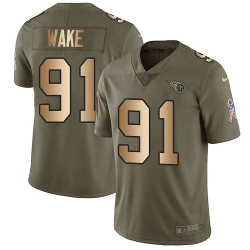 Tennessee Titans #91 Cameron Wake Olive/Gold Men's Stitched Limited 2017 Salute To Service Jersey Men's