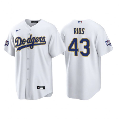 Los Angeles Los Angeles Dodgers #43 Edwin Rios Men's 2021 Gold Program World Series Champions Jersey Whtie Men's