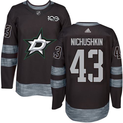 Adidas Dallas Stars #43 Valeri Nichushkin Black 1917-2017 100th Anniversary Stitched Jersey Men's