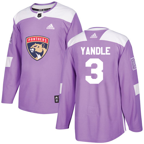 Adidas Florida Panthers #3 Keith Yandle Purple Authentic Fights Cancer Stitched Jersey Men's