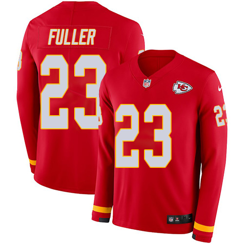 Men's Kansas City Chiefs #23 Kendall Fuller Red Team Color Men's Stitched Limited Therma Long Sleeve Jersey Men's