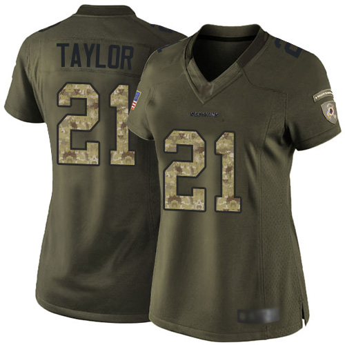 Commanders #21 Sean Taylor Green Women's Stitched Limited 2015 Salute To Service Jersey